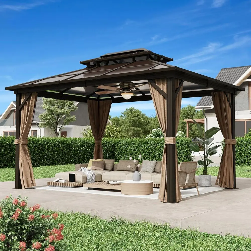 10 x 13t Hardtop Gazebo, Polyte Double Roo Gazebo, Outdoor Waterproo with Netting and Curtains or Backyard, Deck, Patio
10 x 13t Hardtop Gazebo, Polyte Double Roo Gazebo, Outdoor Waterproo with Netting and Curtains or Backyard, Deck, Patio