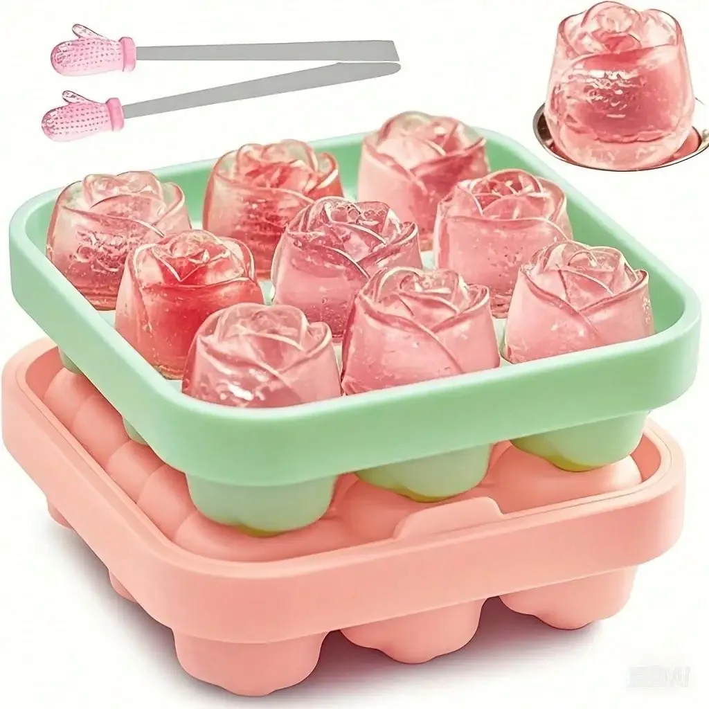 Rose Ice Cube Mold 1pc - 9-Cavity Silicone Mold With Mini Clips, Perfect For Whiskey Roostertails, Iced Coffee & Party Drinks, Easy Demolding And Non-Stick
Rose Ice Cube Mold 1pc - 9-Cavity Silicone Mold With Mini Clips, Perfect For Whiskey Roostertails, Iced Coffee & Party Drinks, Easy Demolding And Non-Stick