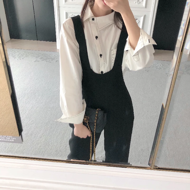 Женская длинная рубашка с асимметричным дизайном, повседневная, белая, с разными наклонными пуговицами, яркой строчкой
Женская длинная рубашка с асимметричным дизайном, повседневная, белая, с разными наклонными пуговицами, яркой строчкой