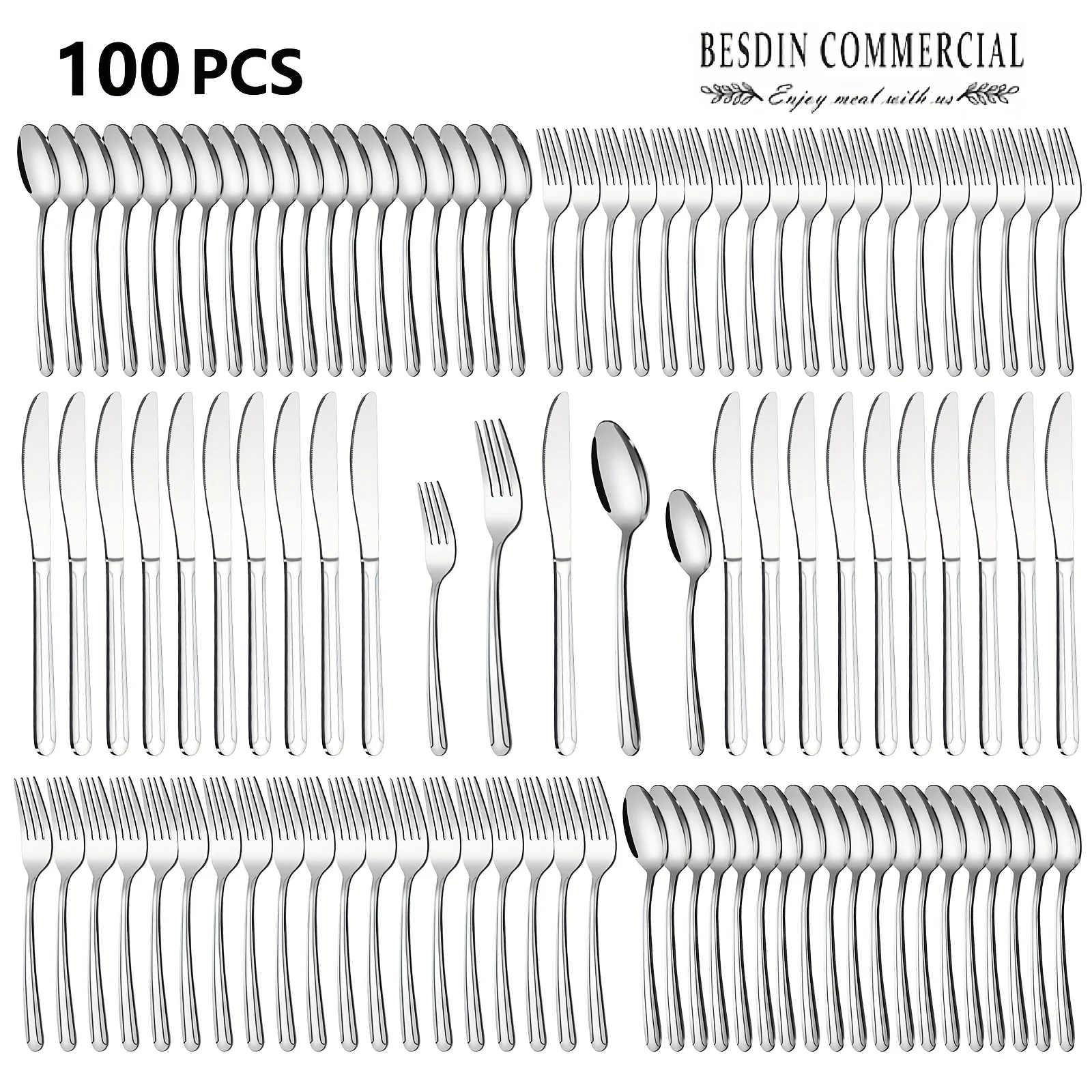 100pcs Wholesale Stainless Steel Tableware Set, Mirror Polished Tableware Set, Dishwasher Washable, Suitable for 20 People, Families, Restaurants, Hotels, Wedding Banquets, Including Steak Knives, Forks, Spoons, Dessert Forks, Dessert Spoons
100pcs Wholesale Stainless Steel Tableware Set, Mirror Polished Tableware Set, Dishwasher Washable, Suitable for 20 People, Families, Restaurants, Hotels, Wedding Banquets, Including Steak Knives, Forks, Spoons, Dessert Forks, Dessert Spoons