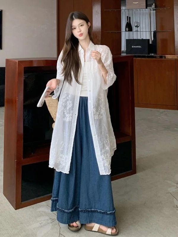 Women's Long Sleeveless Embroidered Sun Protection Shirt Thin Breathable Loose Slimming Summer Outerwear Cardigan
Women's Long Sleeveless Embroidered Sun Protection Shirt Thin Breathable Loose Slimming Summer Outerwear Cardigan