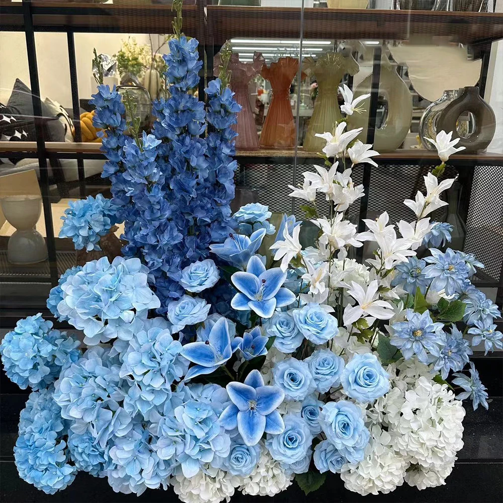 Luxury Blue White Rose Hydrangea Runner Artificial Flower Row Wedding Table Decor Hotel Plaza Partition Floor Floral Arrangement
Luxury Blue White Rose Hydrangea Runner Artificial Flower Row Wedding Table Decor Hotel Plaza Partition Floor Floral Arrangement