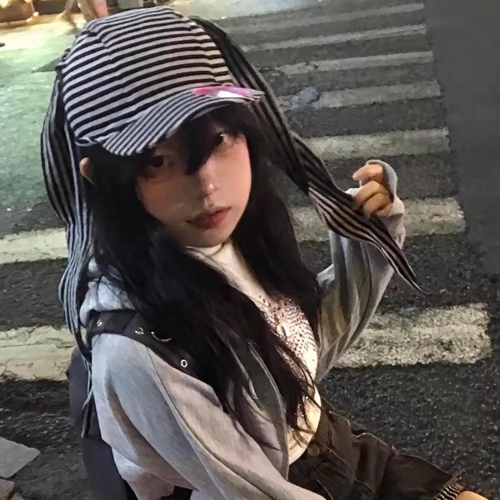 Apparel Accessories Rabbit Bunny Ears Baseball Cap Y2K Cotton Lop Ear Cap Punk Sunscreen Heart Stripe Hat Street
Apparel Accessories Rabbit Bunny Ears Baseball Cap Y2K Cotton Lop Ear Cap Punk Sunscreen Heart Stripe Hat Street