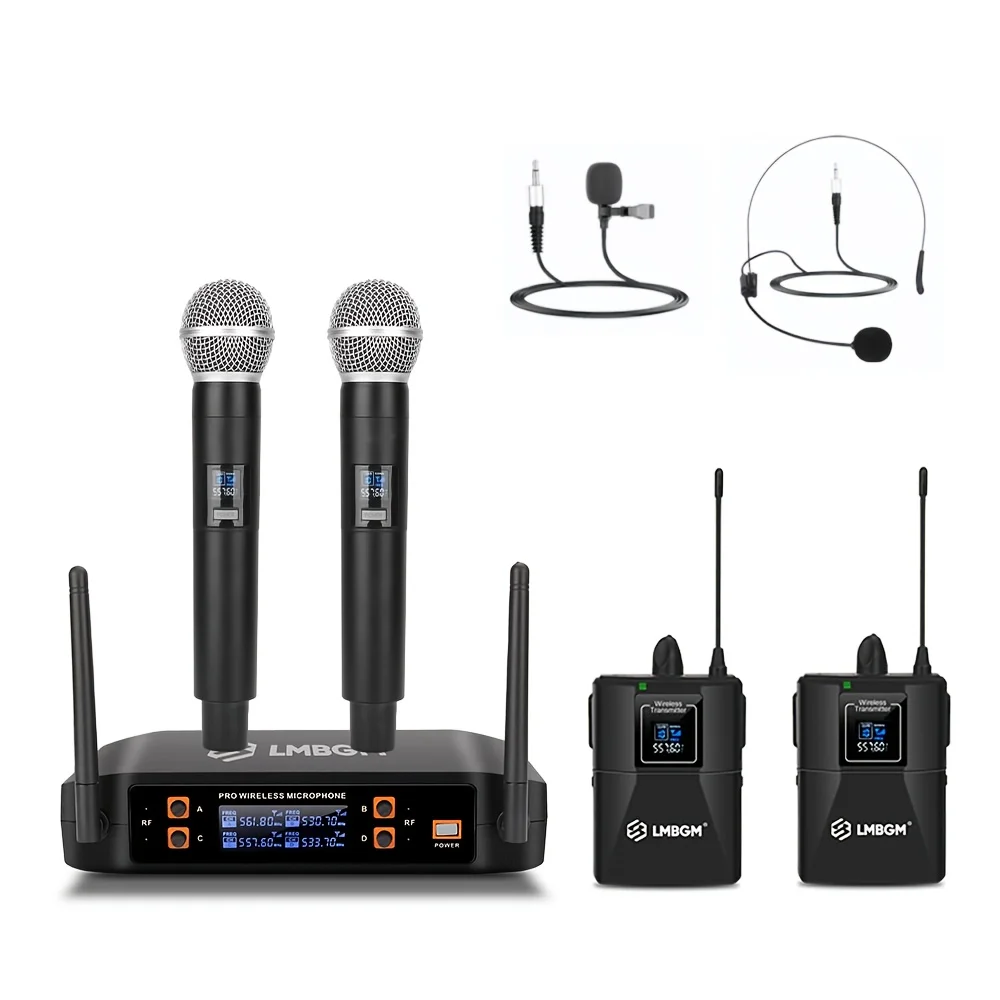 LMBGM-D42 Wireless Microphone 2Channel Handheld/Lavalier/Headset UHF Fixed Frequency Dynamic Microphone Fo Conference Churches
LMBGM-D42 Wireless Microphone 2Channel Handheld/Lavalier/Headset UHF Fixed Frequency Dynamic Microphone Fo Conference Churches