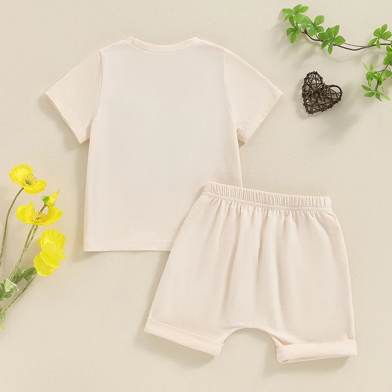 Toddler Boys Summer Outfits Letter Embroidery Round Neck Short Sleeve T-Shirts Elastic Waist Shorts 2Pcs Clothes Set
Toddler Boys Summer Outfits Letter Embroidery Round Neck Short Sleeve T-Shirts Elastic Waist Shorts 2Pcs Clothes Set