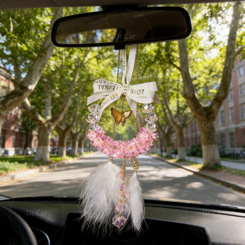 Handcrafted Butterfly & Lily of the Valley Car Rearview Mirror Hanging Ornament Creative Romantic Car Decoration Feather Design
Handcrafted Butterfly & Lily of the Valley Car Rearview Mirror Hanging Ornament Creative Romantic Car Decoration Feather Design