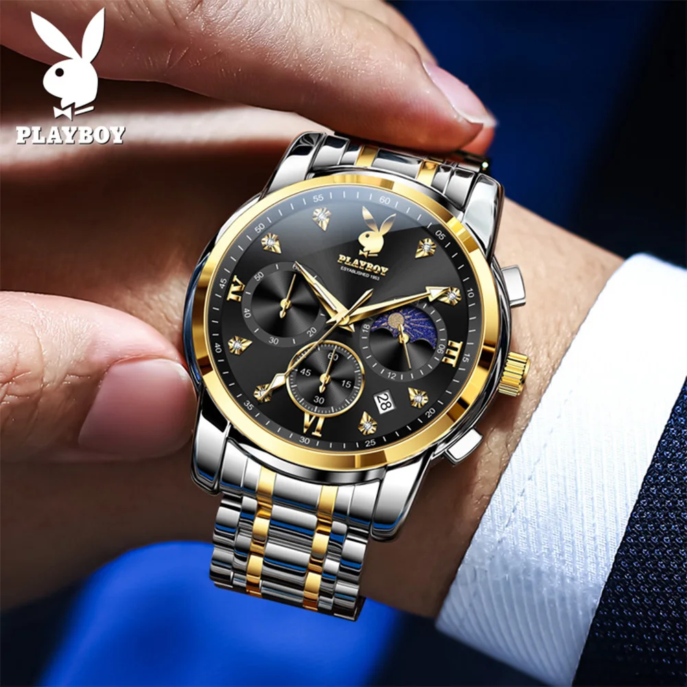 PLAYBOY 3021 Top Brand Men's Watches Luminous Date Moon phase Man Hand Clock Waterproof Wstch
PLAYBOY 3021 Top Brand Men's Watches Luminous Date Moon phase Man Hand Clock Waterproof Wstch