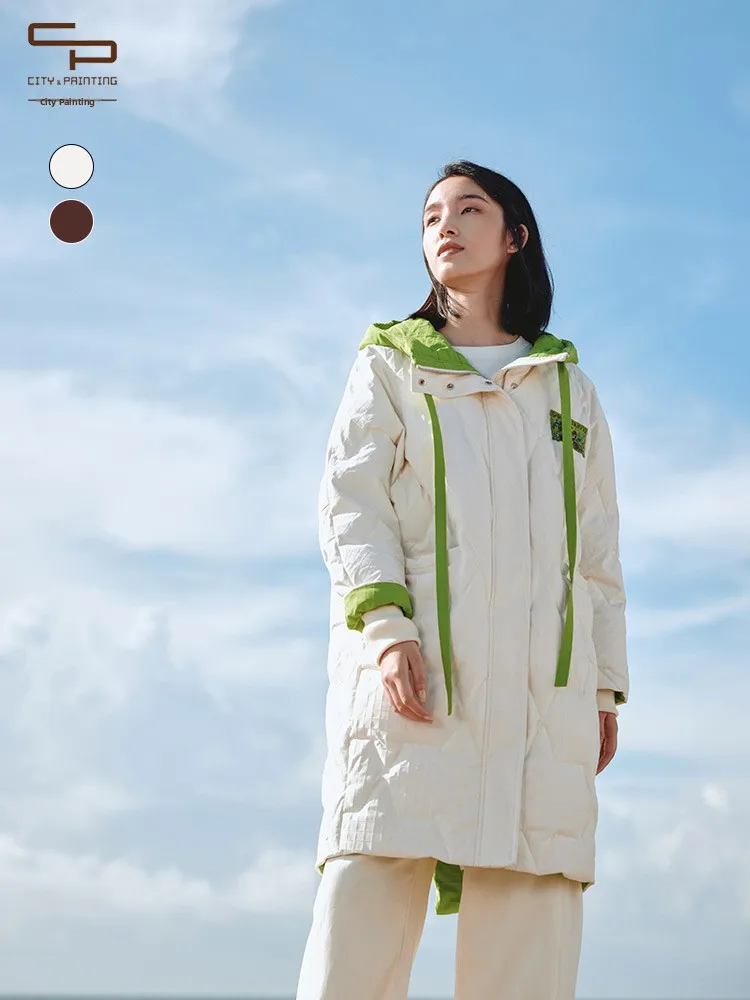 Теплое женское пуховое пальто с длинным капюшоном Jaet Du Feather Filling, зимнее новое свободное пальто контрастного цвета с дизайном
Теплое женское пуховое пальто с длинным капюшоном Jaet Du Feather Filling, зимнее новое свободное пальто контрастного цвета с дизайном