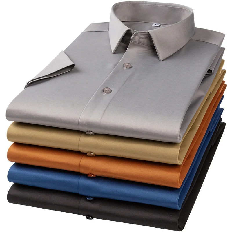 New men's short-sleeved shirt - seamless elasticated casual versatile solid color fashionable for daily wear and street style
New men's short-sleeved shirt - seamless elasticated casual versatile solid color fashionable for daily wear and street style