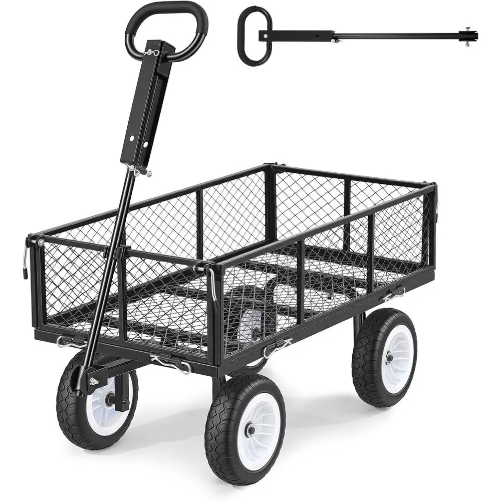 900 LBS Steel Garden Cart, 2 in 1 Handle, Heavy Duty Pullable Garden Wagon with 10" lat-ree Tires, Outdoor Utility Yard Wagon Ca
900 LBS Steel Garden Cart, 2 in 1 Handle, Heavy Duty Pullable Garden Wagon with 10" lat-ree Tires, Outdoor Utility Yard Wagon Ca