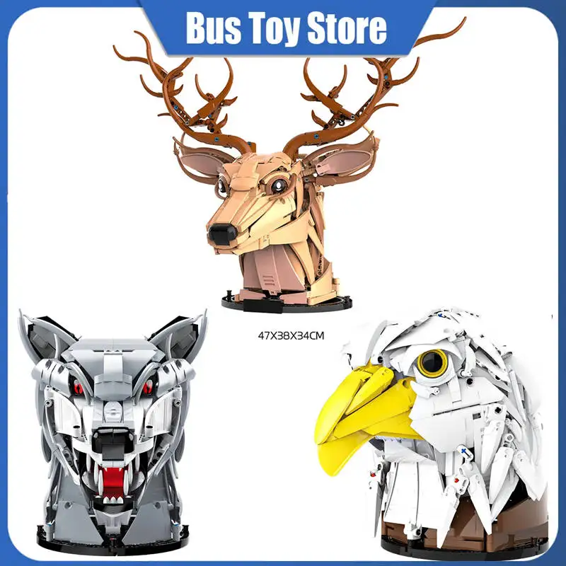 3D MOC Animal Head Building Blocks Set Deer Wolf Eagle Model DIY Home Decoration Adult Kids Assembly Toys Child Birthday Gifts
3D MOC Animal Head Building Blocks Set Deer Wolf Eagle Model DIY Home Decoration Adult Kids Assembly Toys Child Birthday Gifts
