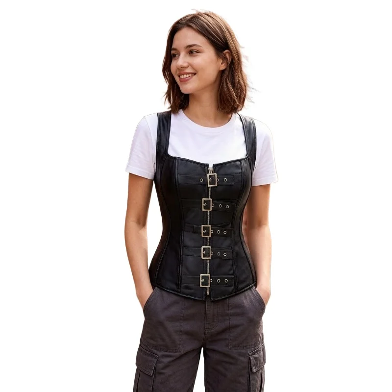 Faux Leather Harness Corset Overbust Women Sexy Buckled Bustier Waist Trainer Vest Corselets Steampunk
Faux Leather Harness Corset Overbust Women Sexy Buckled Bustier Waist Trainer Vest Corselets Steampunk