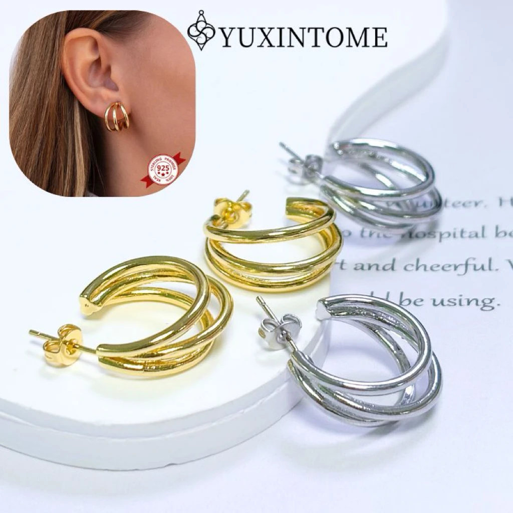925 Sterling Silver Ear Needle Metallic Style Minimalist Triple Band Chunky Open Hoop Earrings for women Stylish Wedding Jewelry
925 Sterling Silver Ear Needle Metallic Style Minimalist Triple Band Chunky Open Hoop Earrings for women Stylish Wedding Jewelry