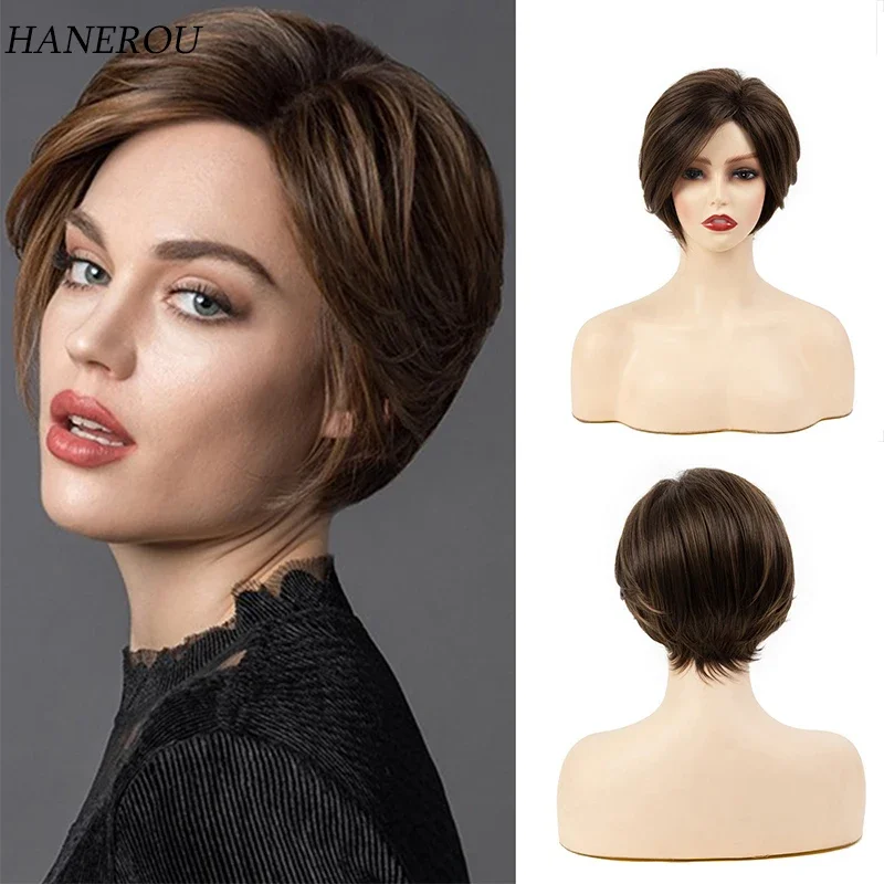 Short Pixie Cut Synthetic Wigs Brown Hair Wig with Side Bangs for Women Daily Cosplay Heat Resistant Female Fake Hair
Short Pixie Cut Synthetic Wigs Brown Hair Wig with Side Bangs for Women Daily Cosplay Heat Resistant Female Fake Hair