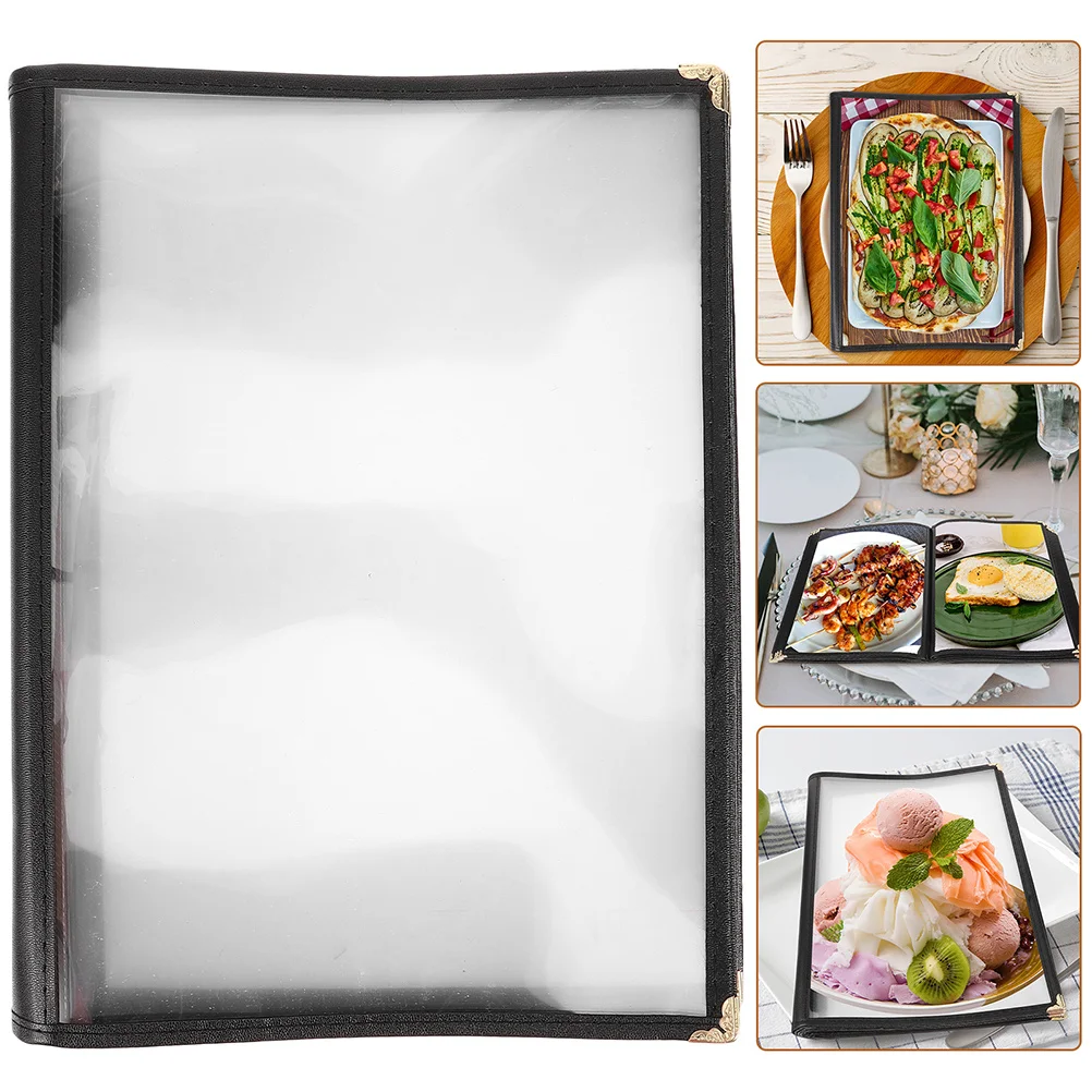 A4 Size PVC Menu Folder Clear Transparent Restaurant Menu Cover 6 Pages Holder Sturdy Practical for Restaurant 
A4 Size PVC Menu Folder Clear Transparent Restaurant Menu Cover 6 Pages Holder Sturdy Practical for Restaurant