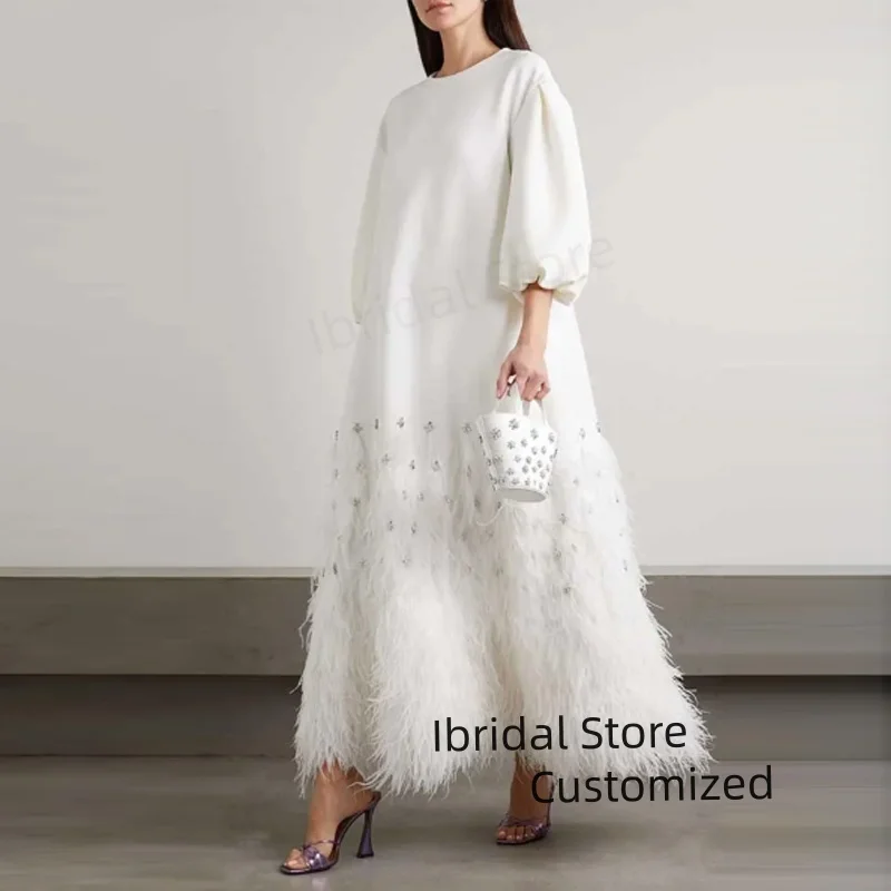 Платье для выпускного вечера трапециевидной формы с круглым вырезом и перьями до щиколотки, вечернее платье, женские вечерние платья для свадебной вечеринки, Аравия
Платье для выпускного вечера трапециевидной формы с круглым вырезом и перьями до щиколотки, вечернее платье, женские вечерние платья для свадебной вечеринки, Аравия