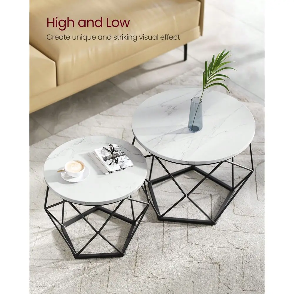 Small Coffee Table Set Of 2, Round Coffee Table With Steel Frame, Side End Table For Living Room, Bedroom, Office
Small Coffee Table Set Of 2, Round Coffee Table With Steel Frame, Side End Table For Living Room, Bedroom, Office