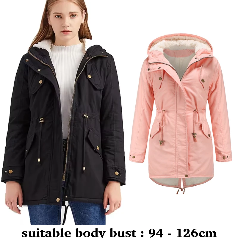 High quality hooded zipper trench coat for women plush lining big size new winter 2025 casual clothes - black pink red
High quality hooded zipper trench coat for women plush lining big size new winter 2025 casual clothes - black pink red