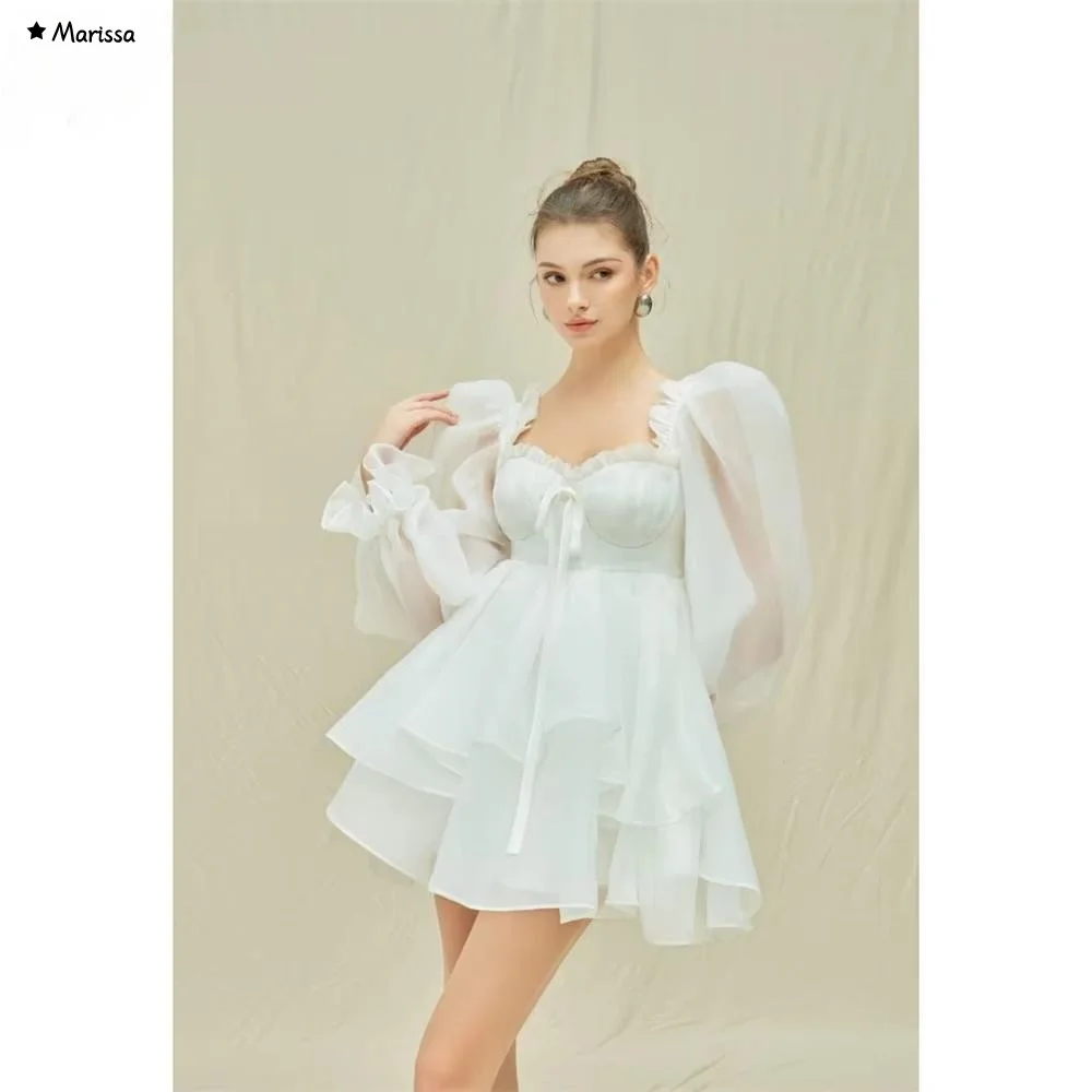 Marissa Beach Skirt Elegant Women's Dresses for Wedding Party Dress Custom Made White Square Collar Long Sleeves Back-length 
Marissa Beach Skirt Elegant Women's Dresses for Wedding Party Dress Custom Made White Square Collar Long Sleeves Back-length