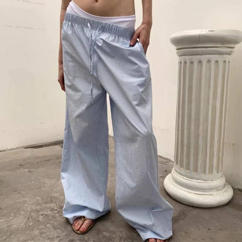 QWEEK Oversized Y2k Striped Woman's Pants Baggy Harajuku Old Money Casual Basic Trousers Korean Fashion Wide Leg Elastic Waist
QWEEK Oversized Y2k Striped Woman's Pants Baggy Harajuku Old Money Casual Basic Trousers Korean Fashion Wide Leg Elastic Waist