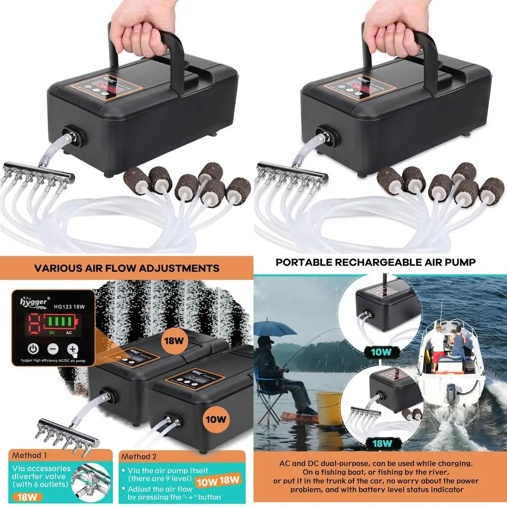 Перезаряжаемый воздушный компрессор для аквариумов и прудов, 300GPH, бесшумная работа с регулируемым потоком воздуха и шлангом
Перезаряжаемый воздушный компрессор для аквариумов и прудов, 300GPH, бесшумная работа с регулируемым потоком воздуха и шлангом