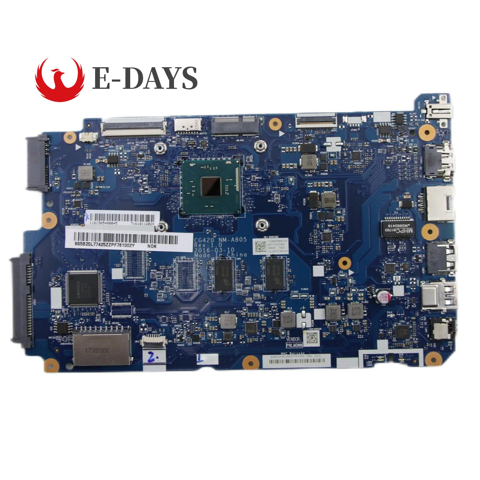 Основная плата для IdeaPad 110-14IBR NM-A805, материнская плата для ноутбука Lenovo с процессором N3160, 100% полностью протестирована
Основная плата для IdeaPad 110-14IBR NM-A805, материнская плата для ноутбука Lenovo с процессором N3160, 100% полностью протестирована