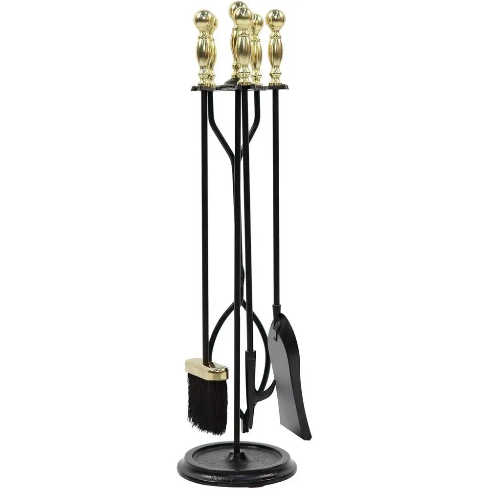 5-Piece Fireplace Tool Set, Polished Brass and Black, Large
5-Piece Fireplace Tool Set, Polished Brass and Black, Large