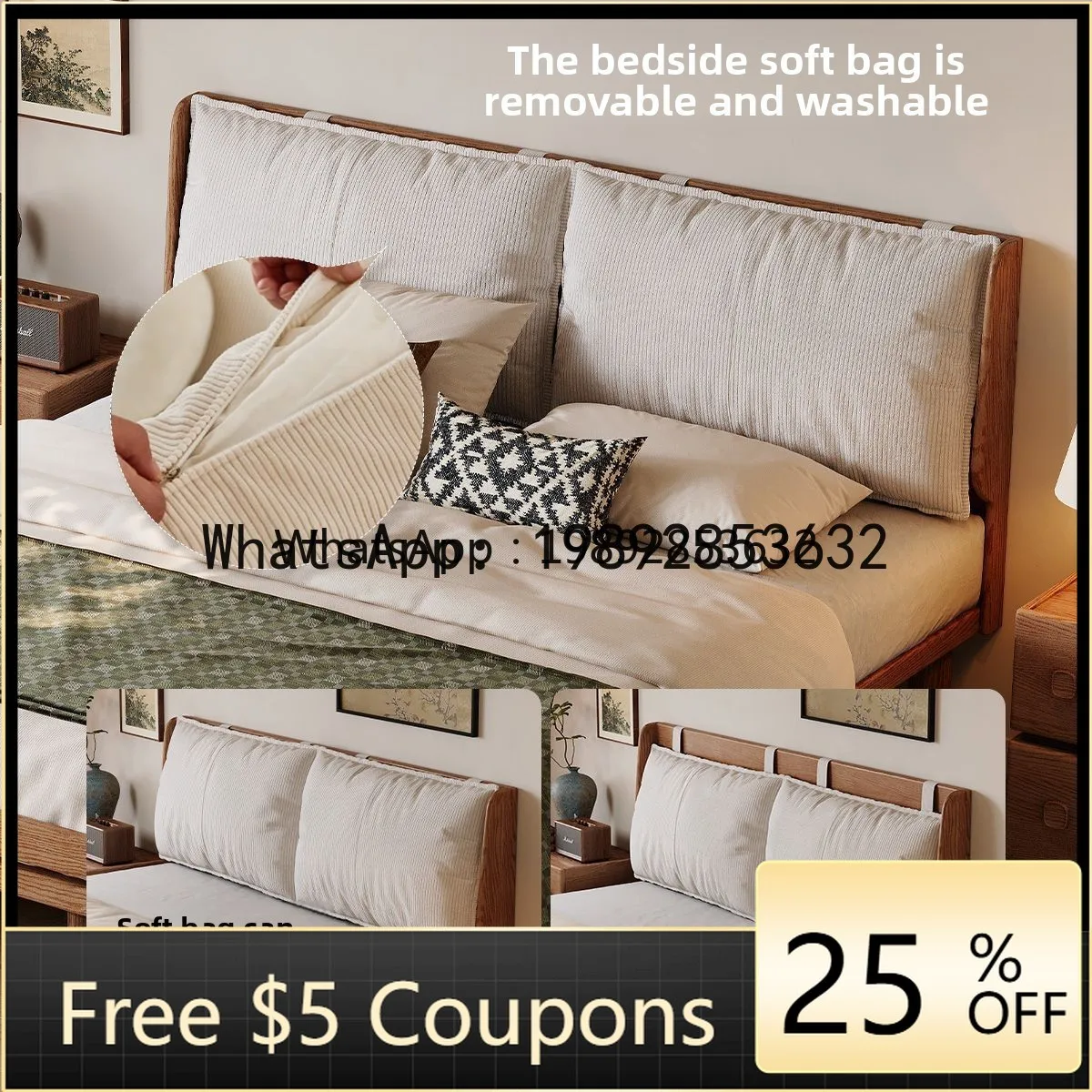 F2 Solid Wood Upholstered Bed Retro Style Suitable for Small Apartments White Ash Wood Double Bed for Master Bedrooms
F2 Solid Wood Upholstered Bed Retro Style Suitable for Small Apartments White Ash Wood Double Bed for Master Bedrooms