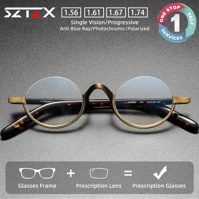SZTZX Trendy Durable Small Oval Prescription Glasses Anti Blue Light Titanium Frame Acetate Temple Progressive Reading Eyewear
SZTZX Trendy Durable Small Oval Prescription Glasses Anti Blue Light Titanium Frame Acetate Temple Progressive Reading Eyewear