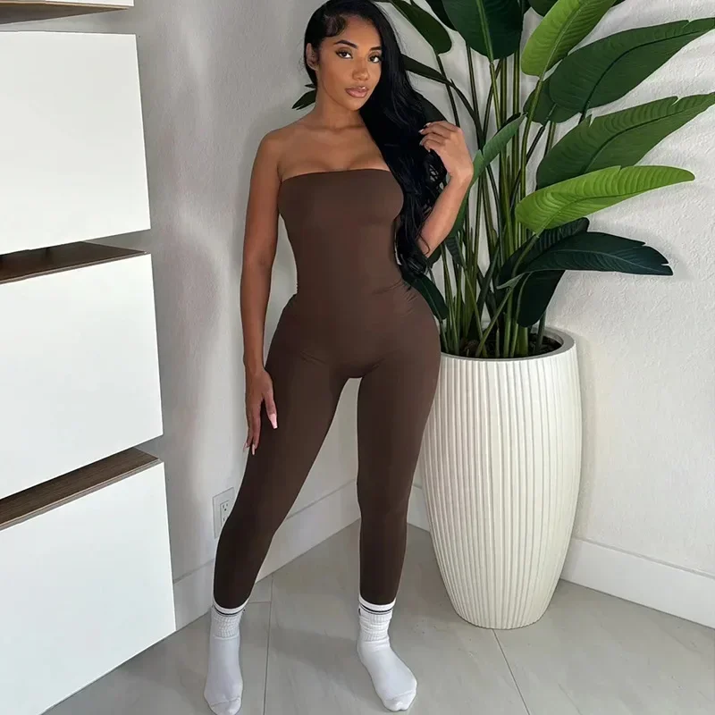 Women Solid Strapless Fitness Workout Jumpsuits Fashion Sleeveless Backless Skinny One Piece Overalls Casual Streetwear Rompers
Women Solid Strapless Fitness Workout Jumpsuits Fashion Sleeveless Backless Skinny One Piece Overalls Casual Streetwear Rompers