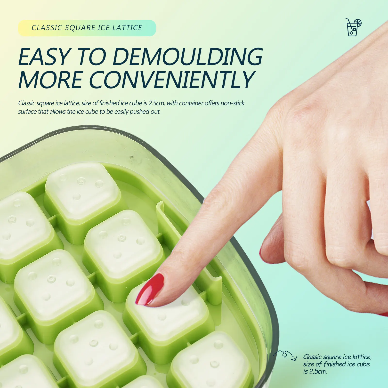 1Set Ice Cube Mold with Storage Container Quick Release Push Design Easy Clean Nonstick Freezer Ice Box for Drinks Wine Desserts
1Set Ice Cube Mold with Storage Container Quick Release Push Design Easy Clean Nonstick Freezer Ice Box for Drinks Wine Desserts