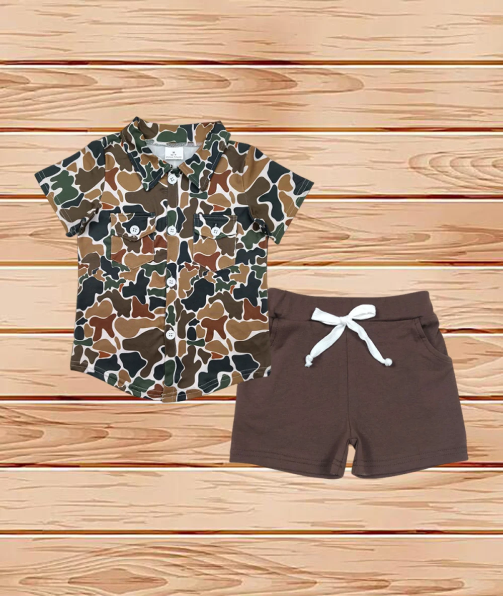 4.18 Wholesale Western Boutique outfits children clothing Baby Boys Brown Camouflage Button Pockets Shirts Top Cotton Shorts Set
4.18 Wholesale Western Boutique outfits children clothing Baby Boys Brown Camouflage Button Pockets Shirts Top Cotton Shorts Set