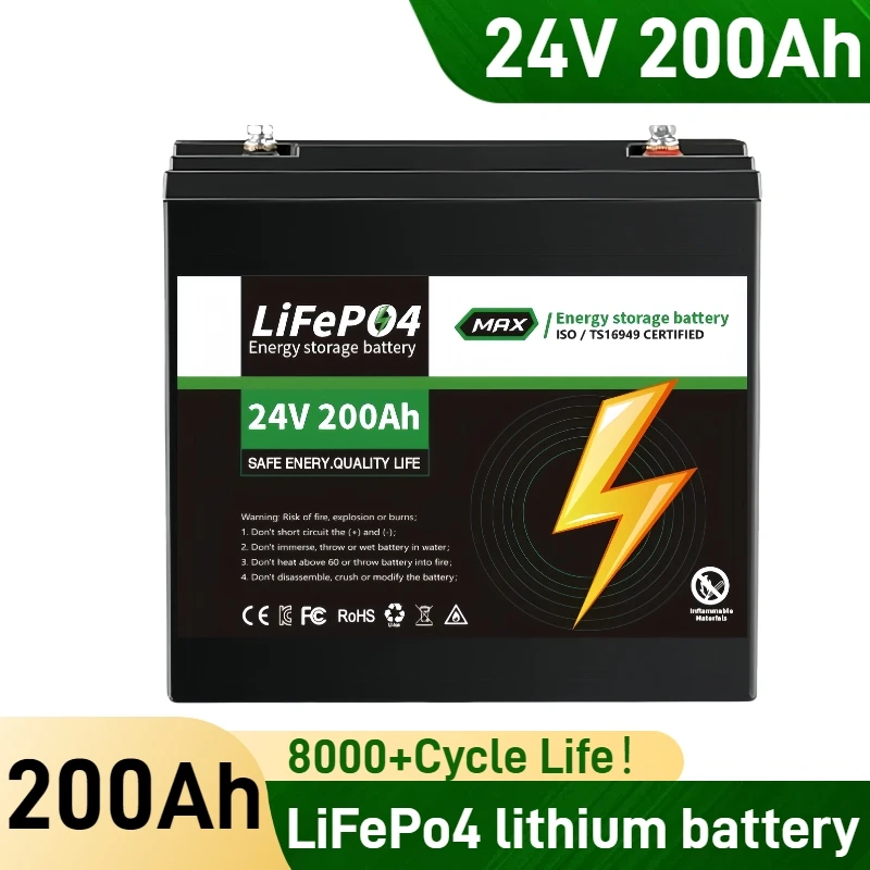 LiFePo4 24V 200Ah lithium iron phosphate battery Built-in 200A BMS,for RV Marine Overland Off-Grid LiFePo4 Battery DHL deliver
LiFePo4 24V 200Ah lithium iron phosphate battery Built-in 200A BMS,for RV Marine Overland Off-Grid LiFePo4 Battery DHL deliver