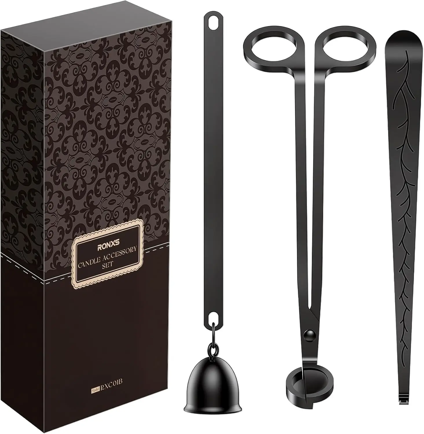 Candle Accessory Set with Wick Trimmer, Snuffer, and Dipper for Safe Burning and Longer Candle Life (Black)
Candle Accessory Set with Wick Trimmer, Snuffer, and Dipper for Safe Burning and Longer Candle Life (Black)