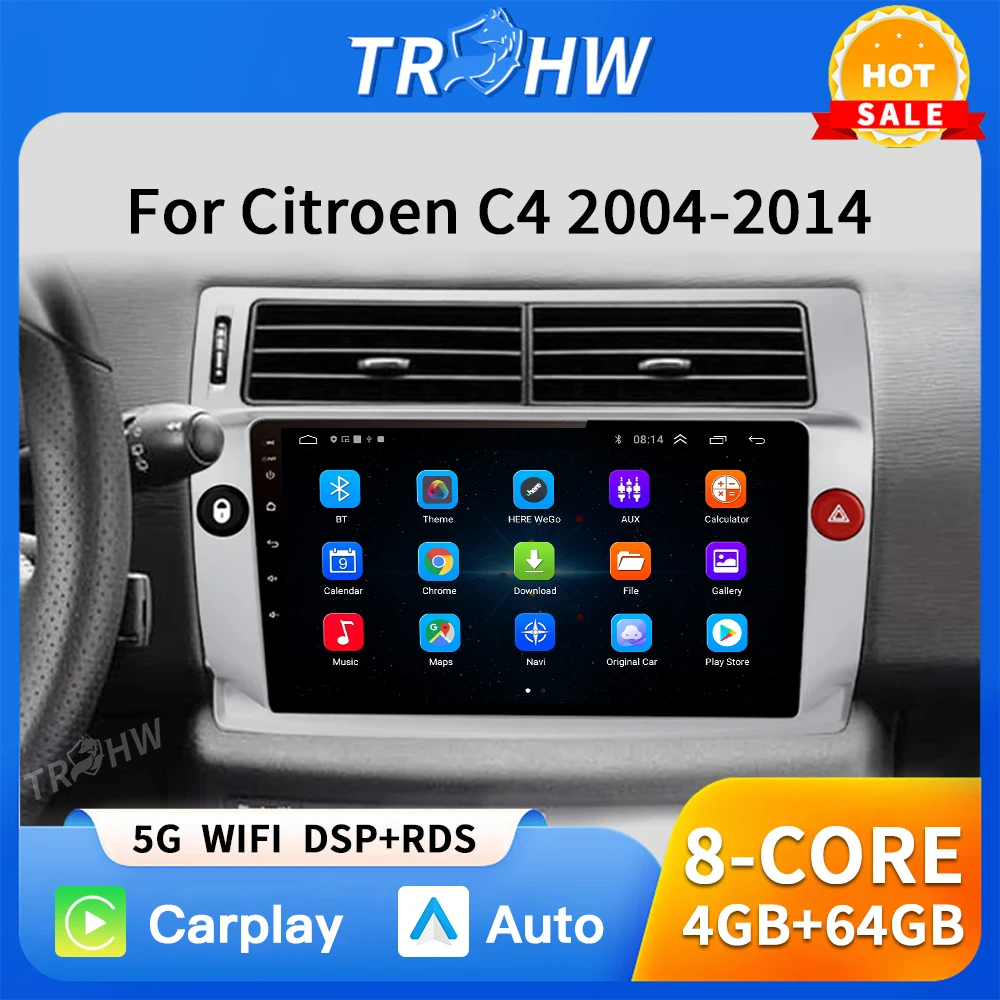 Android 13Car GPS multimedia radio Android video player 4G 2DIN DSP Carplay Suitable for Citroen C4 C-Trimphe C-Quarte 2004-2014 
Android 13Car GPS multimedia radio Android video player 4G 2DIN DSP Carplay Suitable for Citroen C4 C-Trimphe C-Quarte 2004-2014