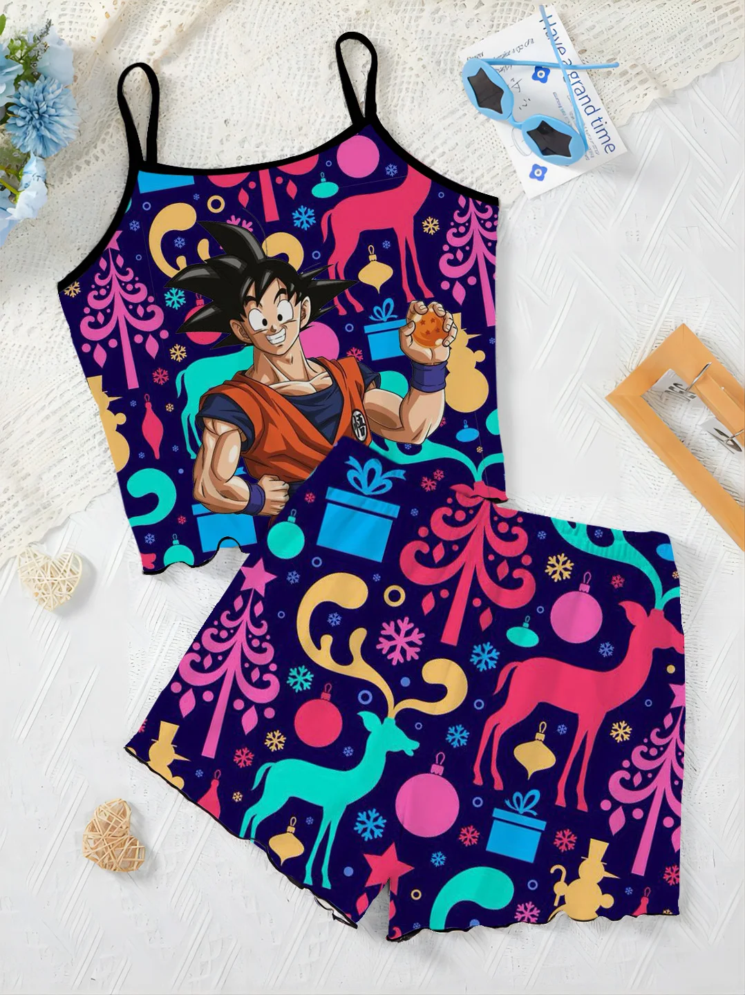 Women's Two Pieces Set Slip Dress Short Sets Dragon Ball T-shirt Lettuce Trim Son Goku Top Pajama Skirt Elegant Suit Home Dress
Women's Two Pieces Set Slip Dress Short Sets Dragon Ball T-shirt Lettuce Trim Son Goku Top Pajama Skirt Elegant Suit Home Dress