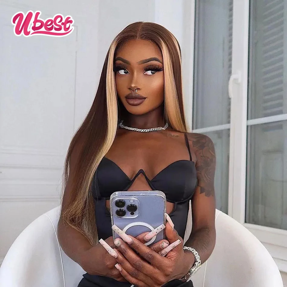 13X6 Transparent Lace Front Wig Human Hair Straight Highlights Honey Blonde Brown Colored 5X5 Lace Closure Wig Pre Plucked Women
13X6 Transparent Lace Front Wig Human Hair Straight Highlights Honey Blonde Brown Colored 5X5 Lace Closure Wig Pre Plucked Women