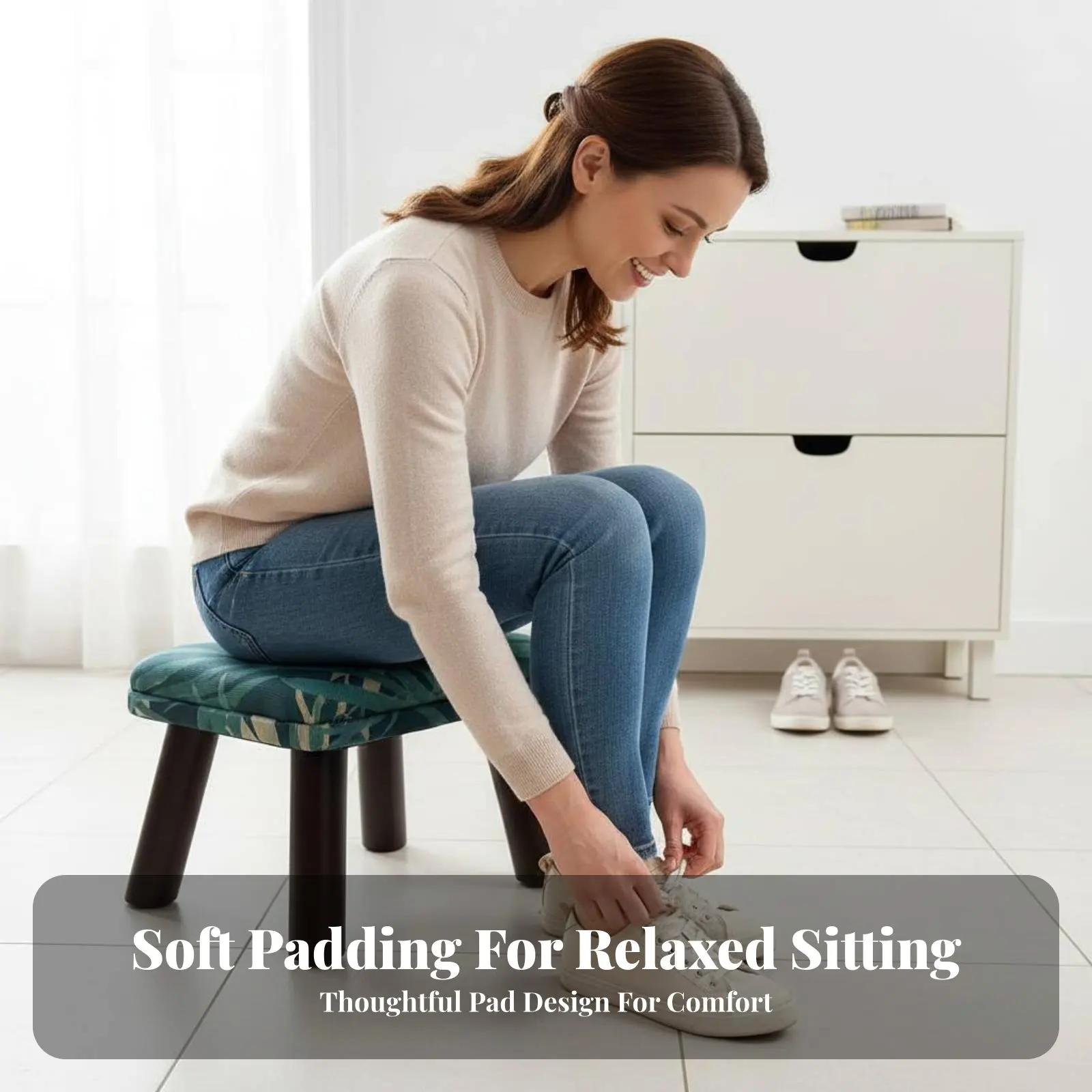 Upholstered Shoe-Changing Stool Soft Padded Seat Shoe Changing Bench Stable Design Multi-Functional for Entryway, Living Room
Upholstered Shoe-Changing Stool Soft Padded Seat Shoe Changing Bench Stable Design Multi-Functional for Entryway, Living Room