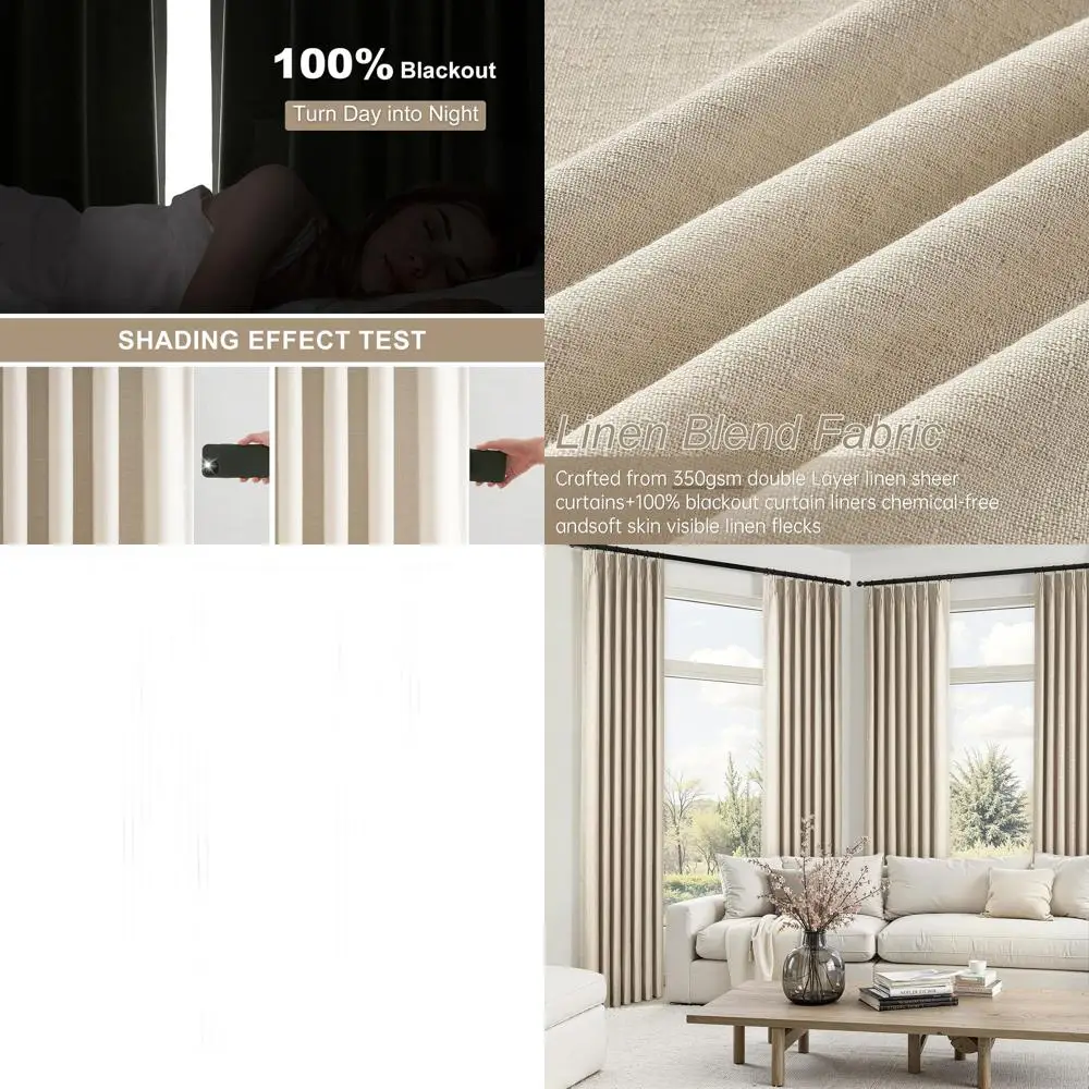 Овсяные льняные шторы длиной 90, затемняющие и изолированные, дизайн со складками, комплект из 2 панелей для спальни и гостиной
Овсяные льняные шторы длиной 90, затемняющие и изолированные, дизайн со складками, комплект из 2 панелей для спальни и гостиной