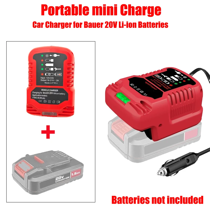 Portable Mini Charger Car Charger Lithium Battery Charger Replacement with Cigarette Lighter Plug for Bauer 20V Li-ion Batteries
Portable Mini Charger Car Charger Lithium Battery Charger Replacement with Cigarette Lighter Plug for Bauer 20V Li-ion Batteries