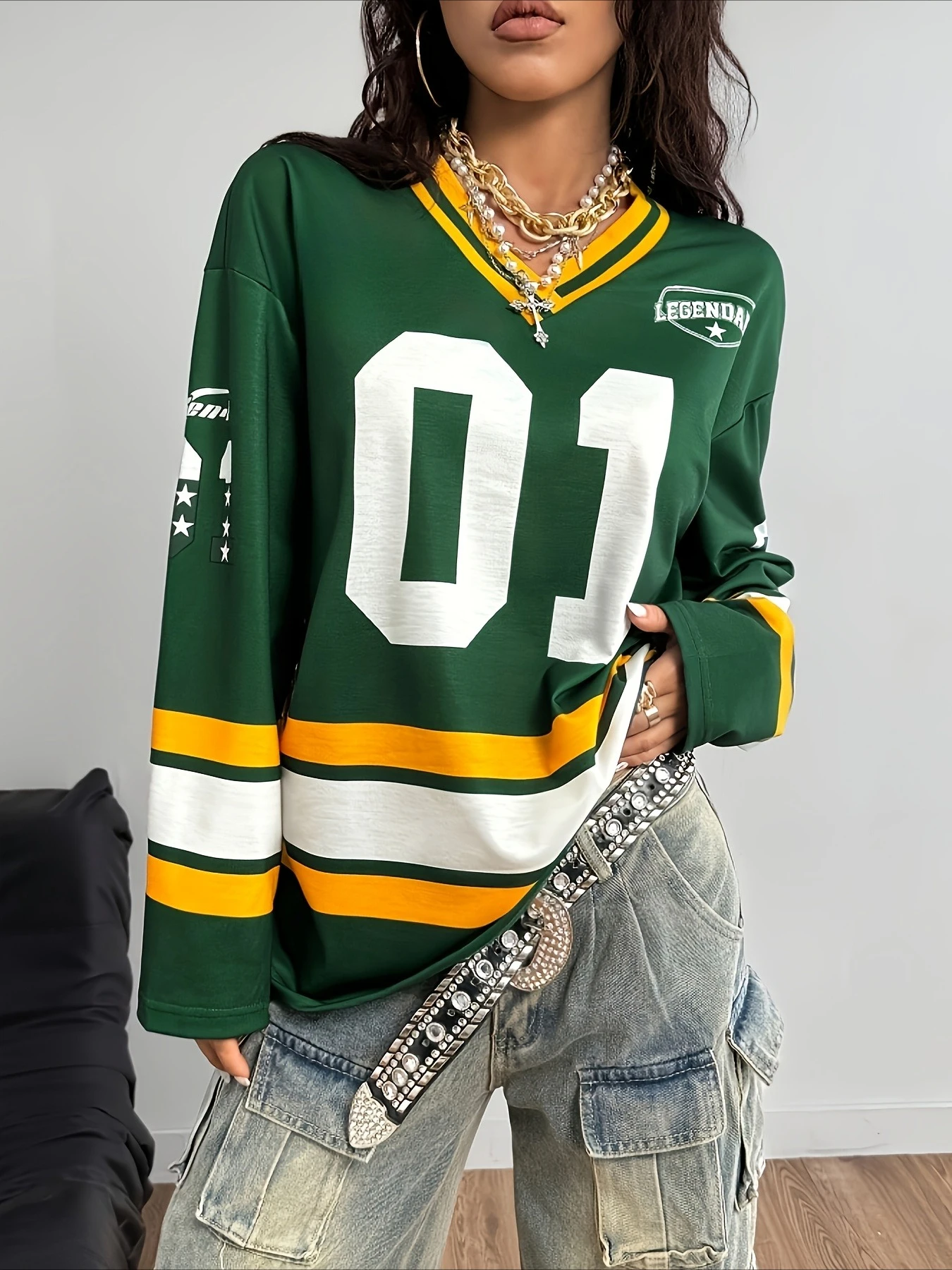 Spring and Autumn Women's V-neck Long Sleeve T-shirt Color Block and Geometric Print "01" Fashion Pattern Fashion Top
Spring and Autumn Women's V-neck Long Sleeve T-shirt Color Block and Geometric Print "01" Fashion Pattern Fashion Top