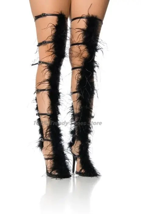 Fashion Show Stiletto High Heels Strap Plush Fairy Over Knee Boots Sandals European and American
Fashion Show Stiletto High Heels Strap Plush Fairy Over Knee Boots Sandals European and American