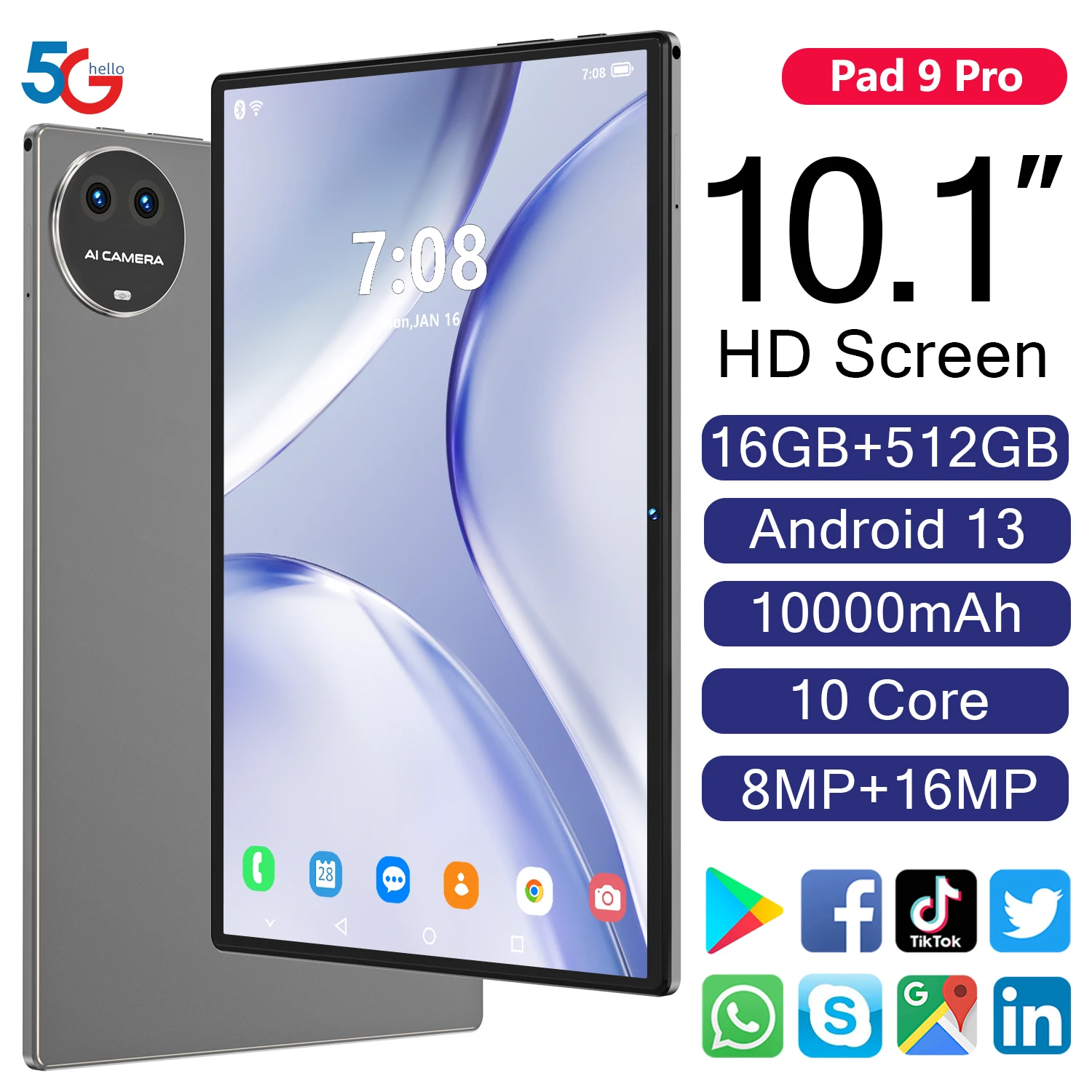 Original 2024 Xioami Pad 9 Pro Tablet 10.1 inch Android 13 Tablet PC Global 10000mAh Tablette 5G Dual SIM WIFI HD Full Screen
Original 2024 Xioami Pad 9 Pro Tablet 10.1 inch Android 13 Tablet PC Global 10000mAh Tablette 5G Dual SIM WIFI HD Full Screen
