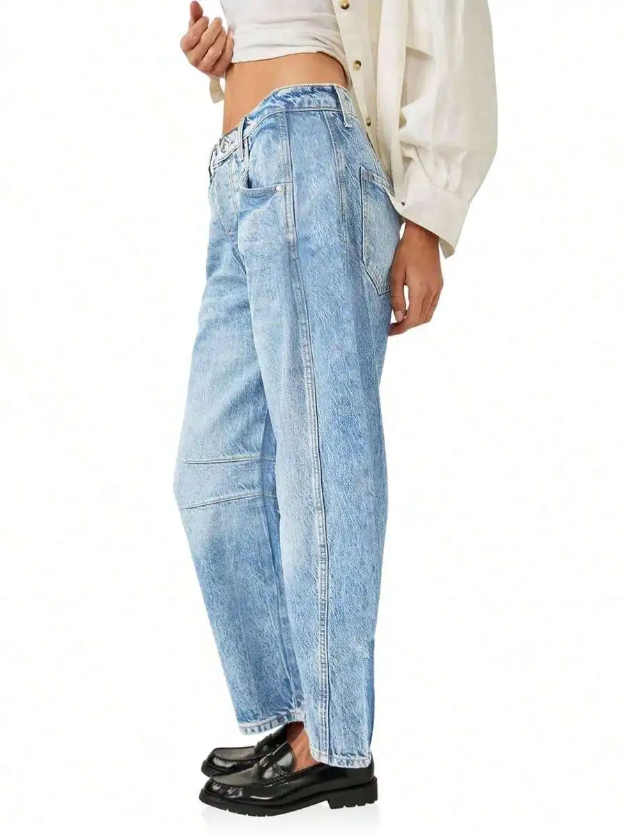 Womens Baggy Boyfriend Jeans Vintage Wide Leg Mid Rise Barrel Denim Ankle Pants
Womens Baggy Boyfriend Jeans Vintage Wide Leg Mid Rise Barrel Denim Ankle Pants