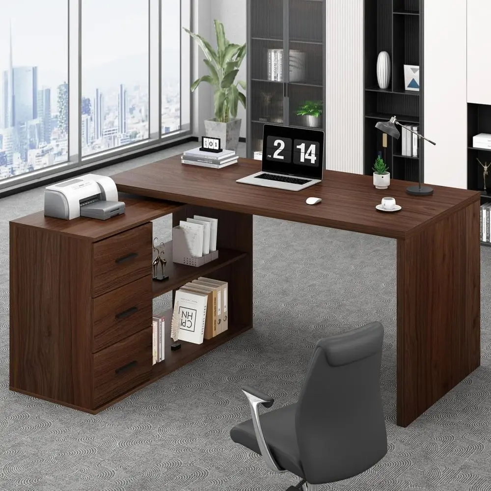 L-Shaped Reversible Wood Computer Desk with Storage, 55 Inch, Ideal for Study, Gaming, and Home Office
L-Shaped Reversible Wood Computer Desk with Storage, 55 Inch, Ideal for Study, Gaming, and Home Office