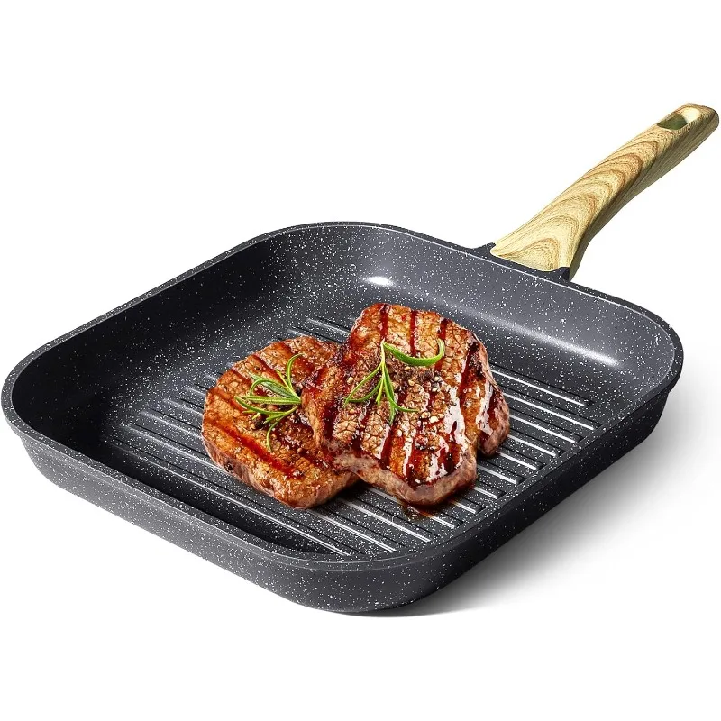 Nonstick Grill Pan for Stove Tops - 11 Inch Square Grilling Pan for Indoor Cooking & Outdoor Grilling, Non Stick Granite
Nonstick Grill Pan for Stove Tops - 11 Inch Square Grilling Pan for Indoor Cooking & Outdoor Grilling, Non Stick Granite