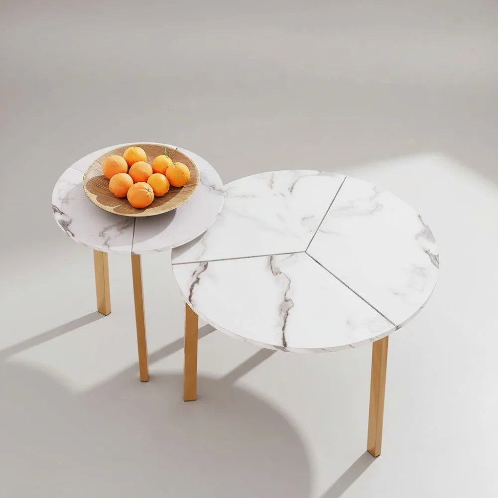 Modern Round Nesting Coffee Table Set of 2, Sturdy Metal Base for Living Room, Bedroom & Office (White & Gold)
Modern Round Nesting Coffee Table Set of 2, Sturdy Metal Base for Living Room, Bedroom & Office (White & Gold)