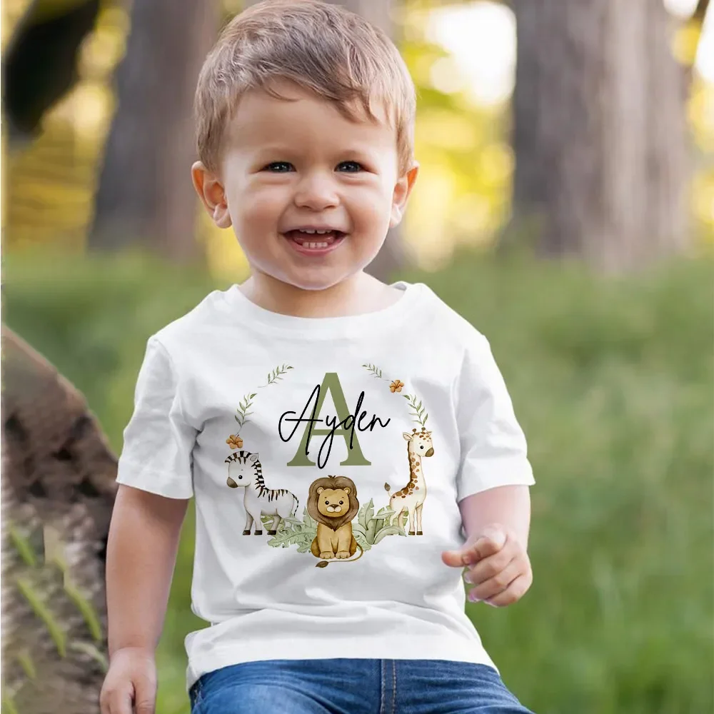 Personalized Birthday Shirt Initial with Name T-Shirt Wild Tee Boys Birthday Party T Shirts Wild Animal Clothes Tops Kids Gifts
Personalized Birthday Shirt Initial with Name T-Shirt Wild Tee Boys Birthday Party T Shirts Wild Animal Clothes Tops Kids Gifts