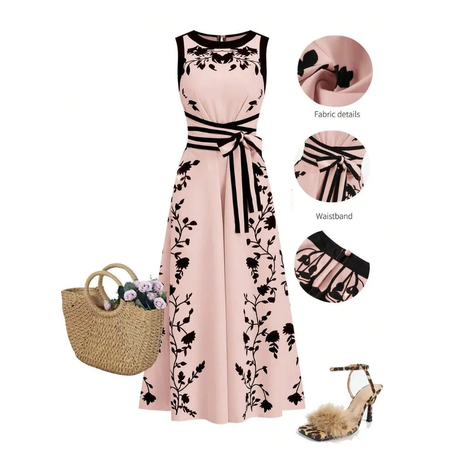 【New style】 Ellevyn Women's Floral Print Tie-Waist Dress, Fashionable For Party, Summer Dresses For Women
【New style】 Ellevyn Women's Floral Print Tie-Waist Dress, Fashionable For Party, Summer Dresses For Women