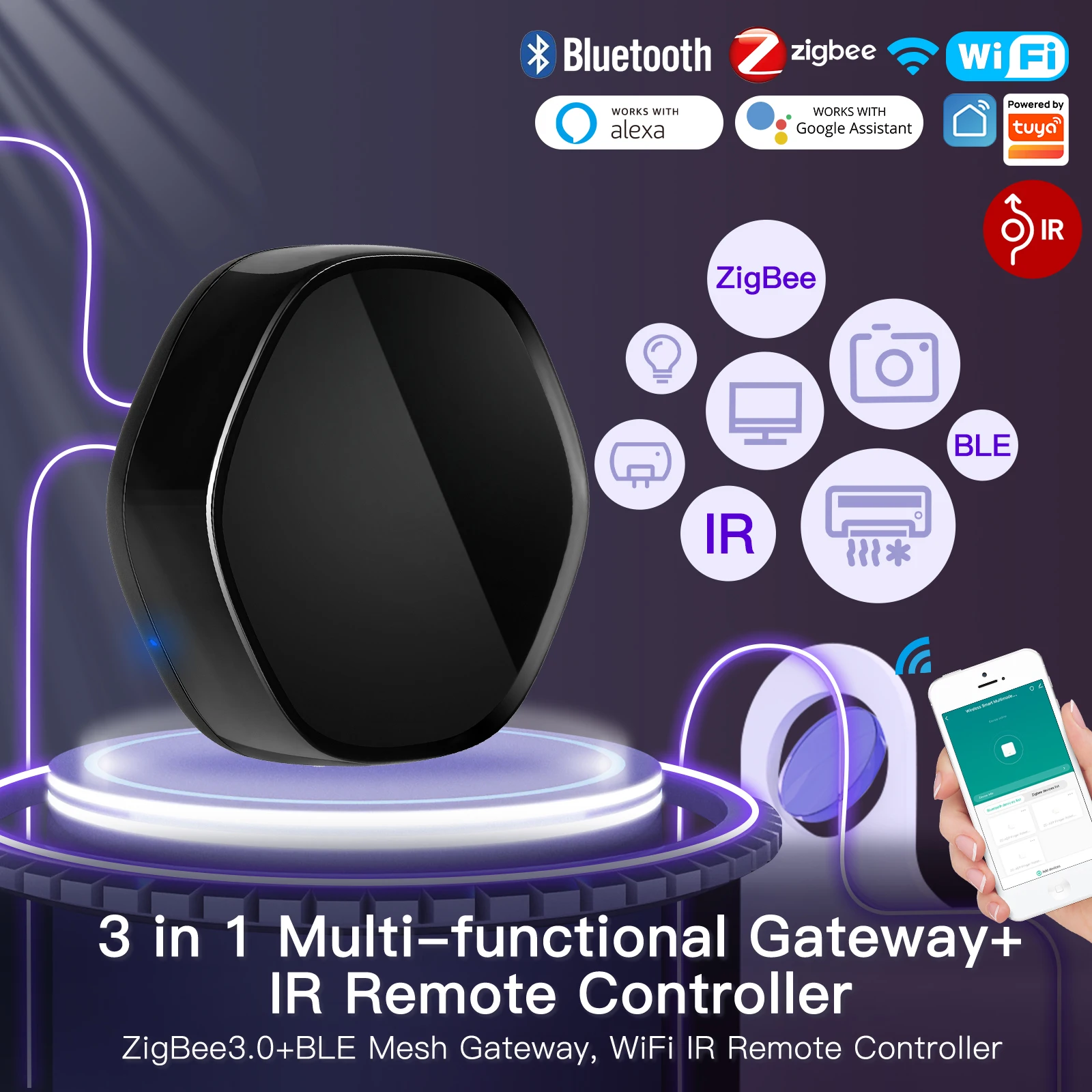 MOES Tuya Smart ZigBee Multi-mode Gateway Bluetooth Mesh Hub 38K IR Remote Controller 2in1 Voice Control For Alexa Google Home
MOES Tuya Smart ZigBee Multi-mode Gateway Bluetooth Mesh Hub 38K IR Remote Controller 2in1 Voice Control For Alexa Google Home